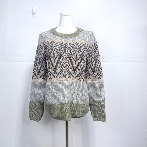 Hugo Boss Sweaters - Hugo Boss Orange Wolmar Fair Isle Wool Alpaca Blend Sweater Earthy Color Small